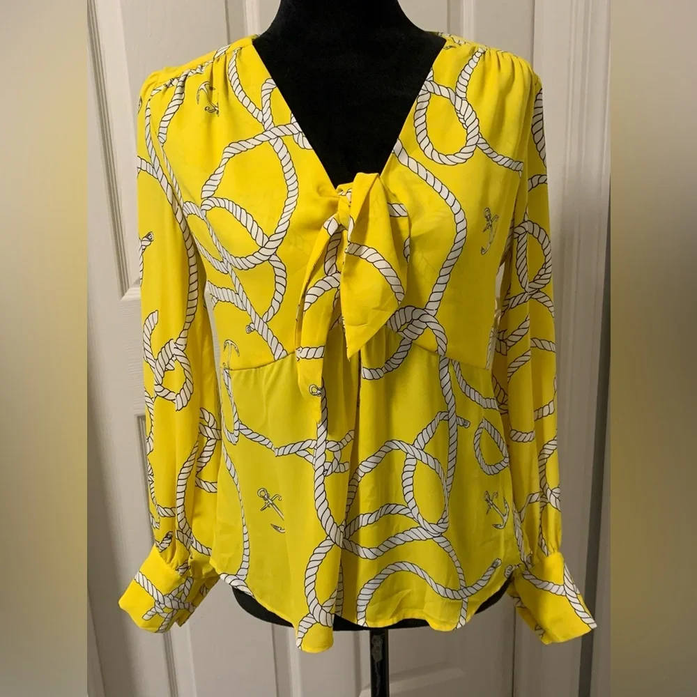 Cabi Yellow Reef Knot Nautical Blouse